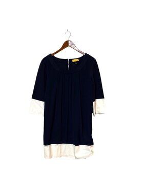 SoCa St. John Navy & White Colorblock 3/4 Sleeve Dress Back Zip Closure Size M